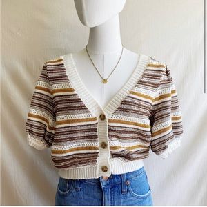 NWT House of Harlowe 1960 short sleeve crop cardigan sweater